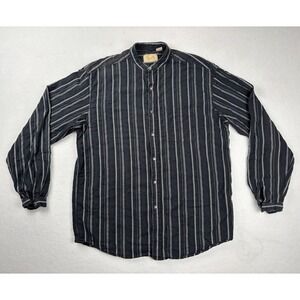 Scully Western Shirt Men's XL Black Striped Pearl Snap Button Up